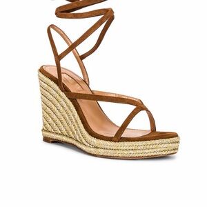 Aquazzura Tan Wedge Espadrille Sandals